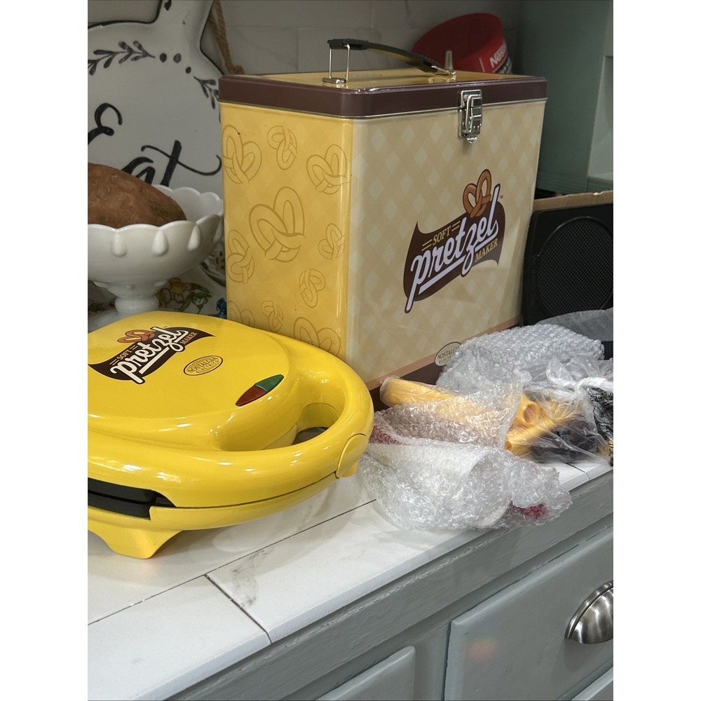 Nostalgia Electric Pretzel Factory Tin Box Small soft Pretzel & Mini Waffle Cone